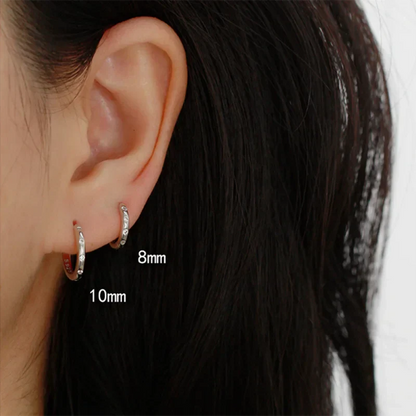 925 Sterling Silver Fashion Simple Piercing Ear Closure Statement Stacked Ear Hoop Earrings for Women Huggies Jewelry