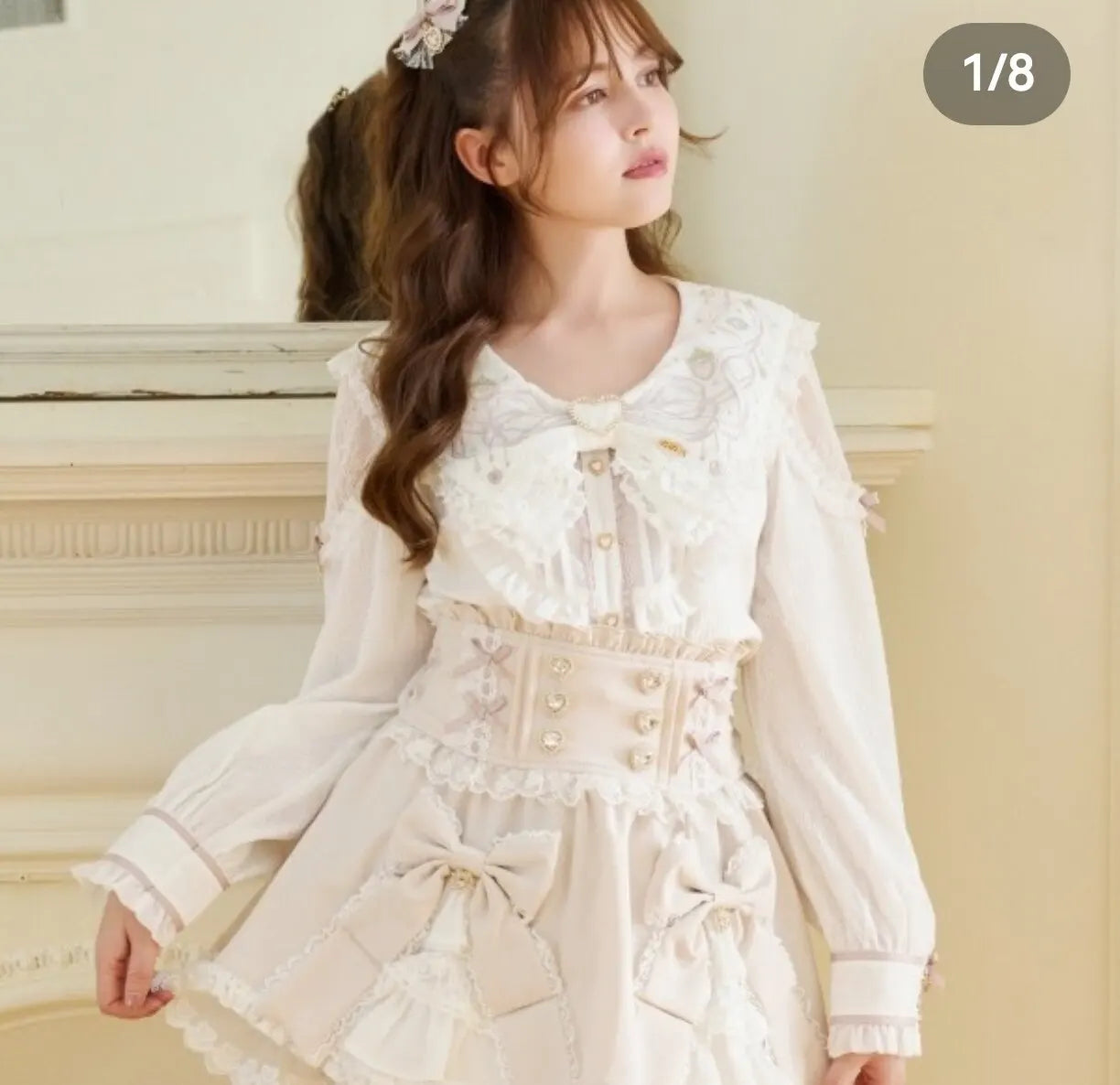 Liz Japanese New 2026 Spring Sweet Girl Heart Buckle Double Bow Lace Patchwork High-waisted Kawaii Elegant Princess Short Skirt