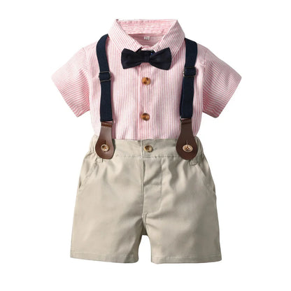 Kids Boys Formal Birthday Outfit Suit Toddler Gentleman Wedding White Shirt 1-7 Years Baby Pants Boys Ceremony Outfits