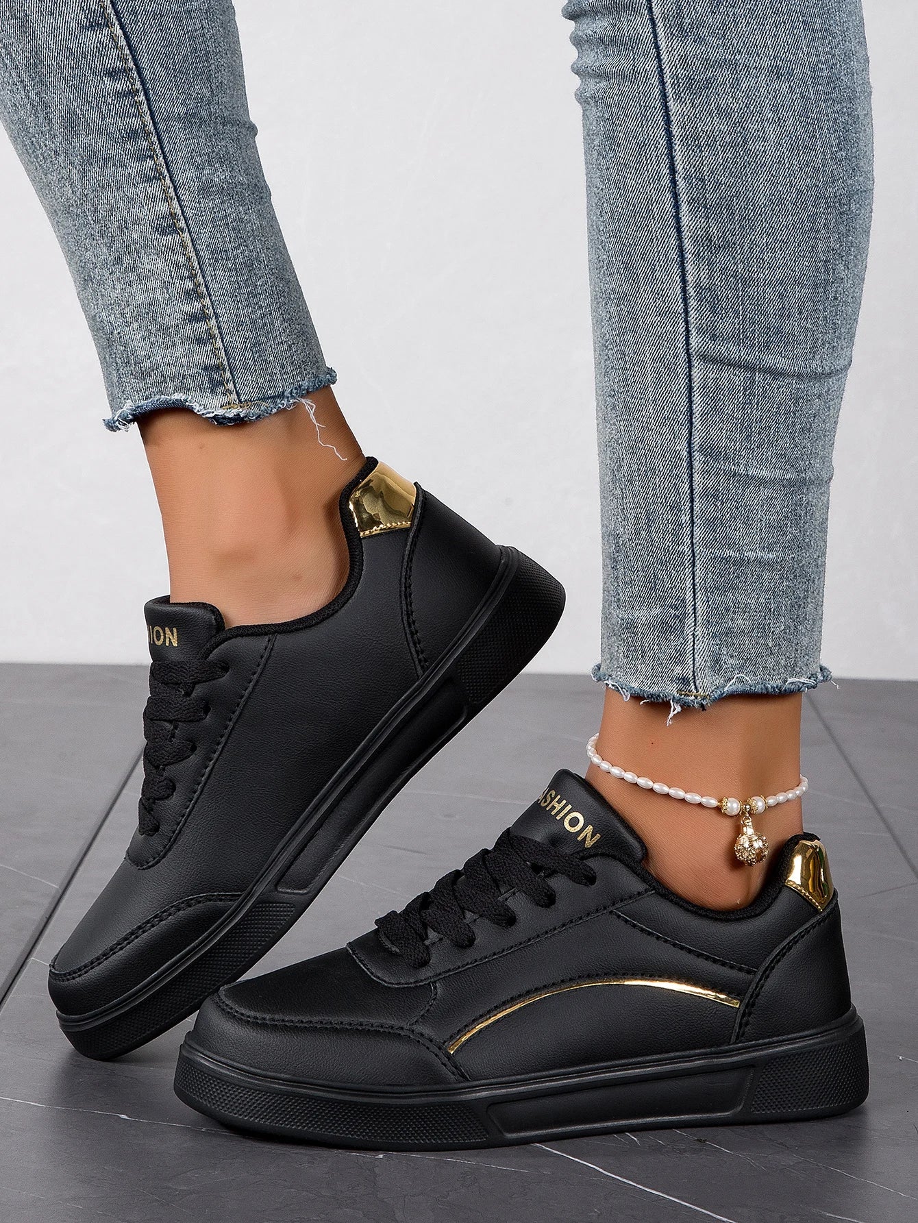 Baasploa Tênis Casual Feminino de Couro com Plataforma para Mulheres Clássicos Confortáveis Sapatos de Skate Antiderrapantes