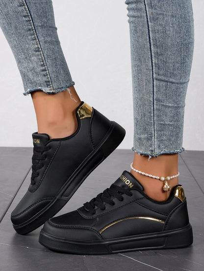 Baasploa Tênis Casual Feminino de Couro com Plataforma para Mulheres Clássicos Confortáveis Sapatos de Skate Antiderrapantes