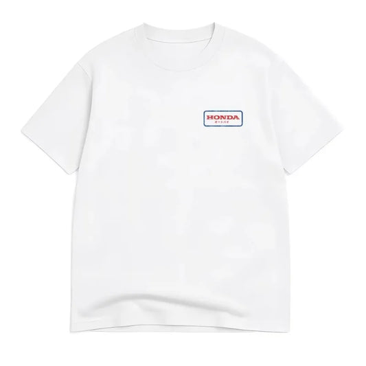 The Racing Man's T-shirt From The Retro Motorcycle Series Features A Loose-necked Short-sleeved Hip-hop Tops Honda Non-wing Tee