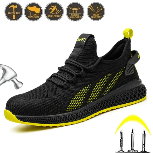 Work Sneakers Men Safety Shoes Construction Steel Toe Work Shoes Safety Boots Men Shoes Anti-Puncture Working Summer Kevlar