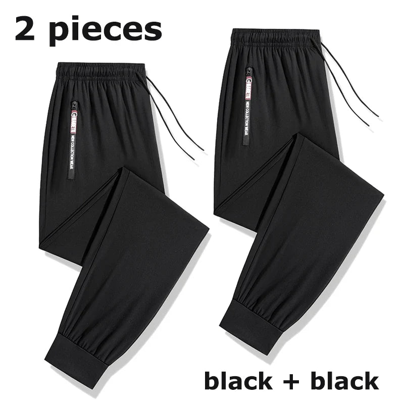 Men's Athletic Stretchy Quick Dry Pants with Zipper Pockets Lightweight Sweatpants for Outdoor Hiking Fishing Running Workout