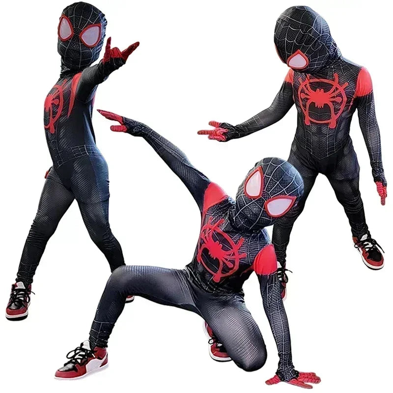 2026 For Kids Hot Toys Anime Spiderman Costume Mask Cosplay Spider Man Miles Morales Jumpsuit Bodysuit Halloween Costumes