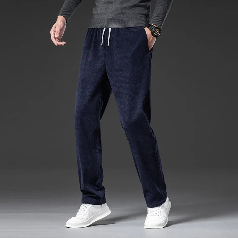 Men's Corduroy Straight Casual Pants Spring Autumn Business Leisure Fashion Trousers Regular Fit Male Pants Brand Clothes
