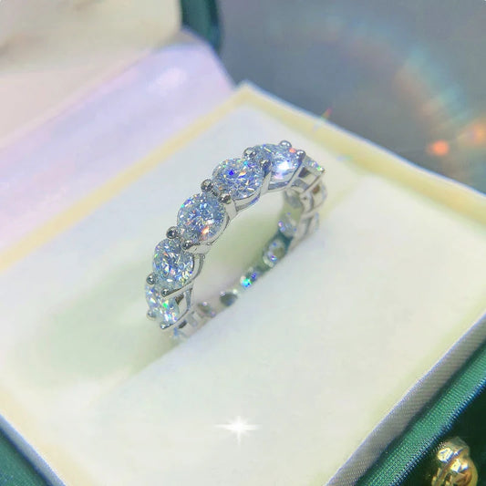 Personalized Moissanite Full Eternity Bands 925 Sterling Silver Ring For Women Girl Fine Jewelry 5mm 3mm D Moissanite Ring