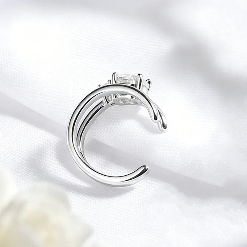 0.5ct Excellent Cut Moissanite Clip Earrings for Women Shine Double-layered Ear Clips Fine Jewelry S925 Sterling Silver