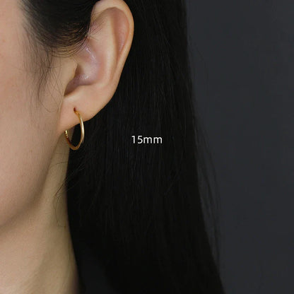 925 Sterling Silver Minimalist Glossy Circle Hoop Earrings for Women Fashion Simple Ear Bone Piercing Jewelry Accessories