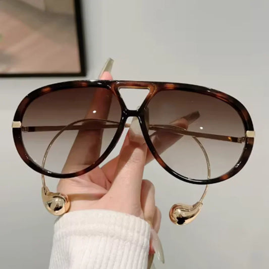 Designer Oversized Pilot Sunglasses Women For Men 2025 Popular Vintage Sun Glasses Punk Double Bridge Eyeglasses