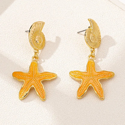 1 Pair Geometric Temperament Casual Starfish Stud Earrings Summer Simple Beach Vacation Style Earrings Ocean Jewelry Gift
