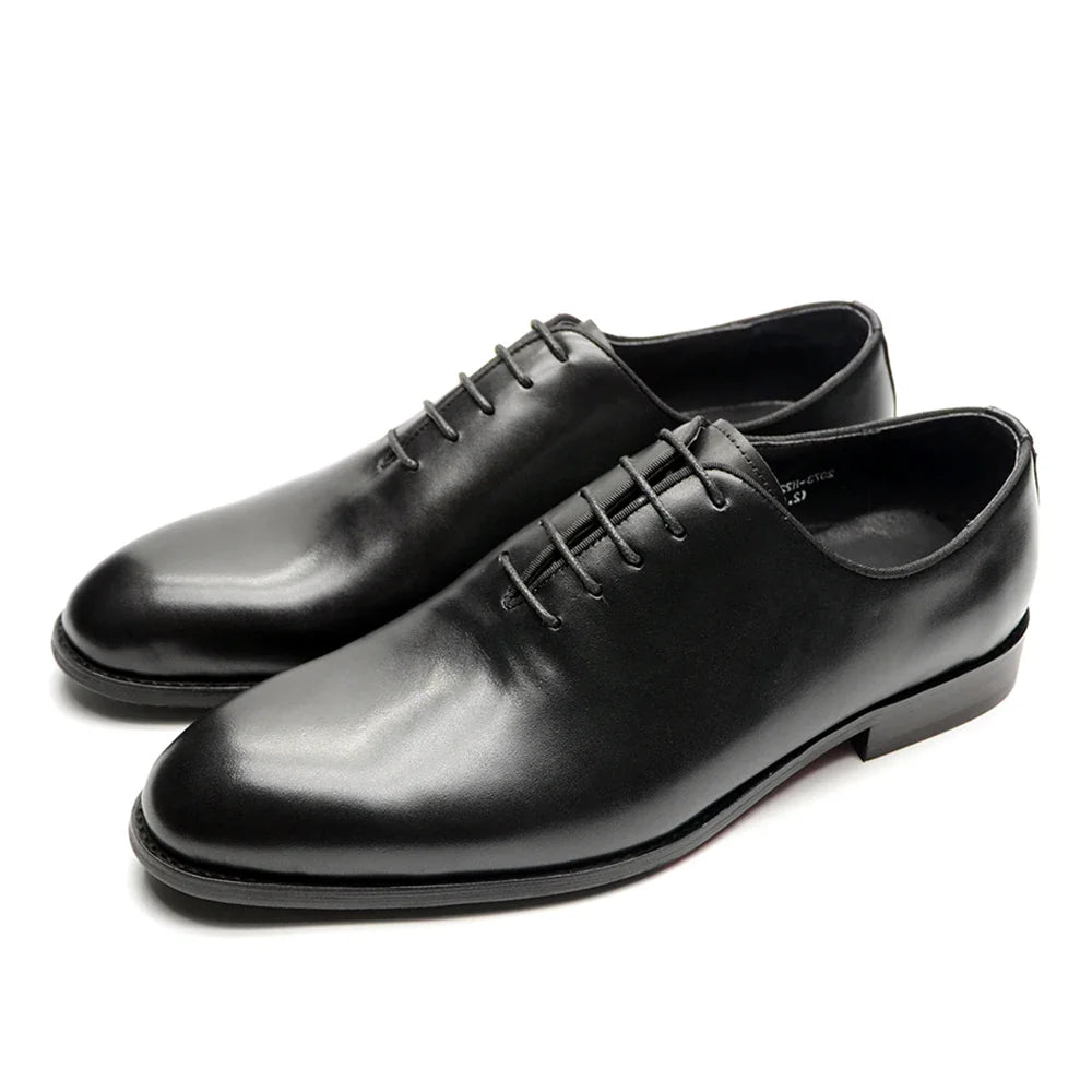 Classic Handmade Mens Dress Shoes Genuine Leather Whole Cut Round Toe Oxford Shoes Business Wedding Formal Suit Shoes Man