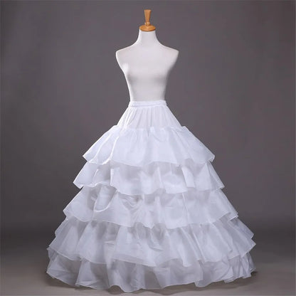 Full Shape Hoop Skirt 5 Ruffles Layers Ball Gown Petticoat Underskirt Slip for Wedding Dress Adjustable Waist