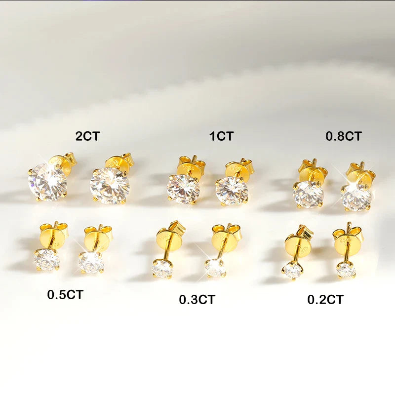 4 Prong 0.2-2CT Moissanite Stud Earrings D Color For Women Men S925 Silver Plated 18k Party Wedding Diamond Earring GRA