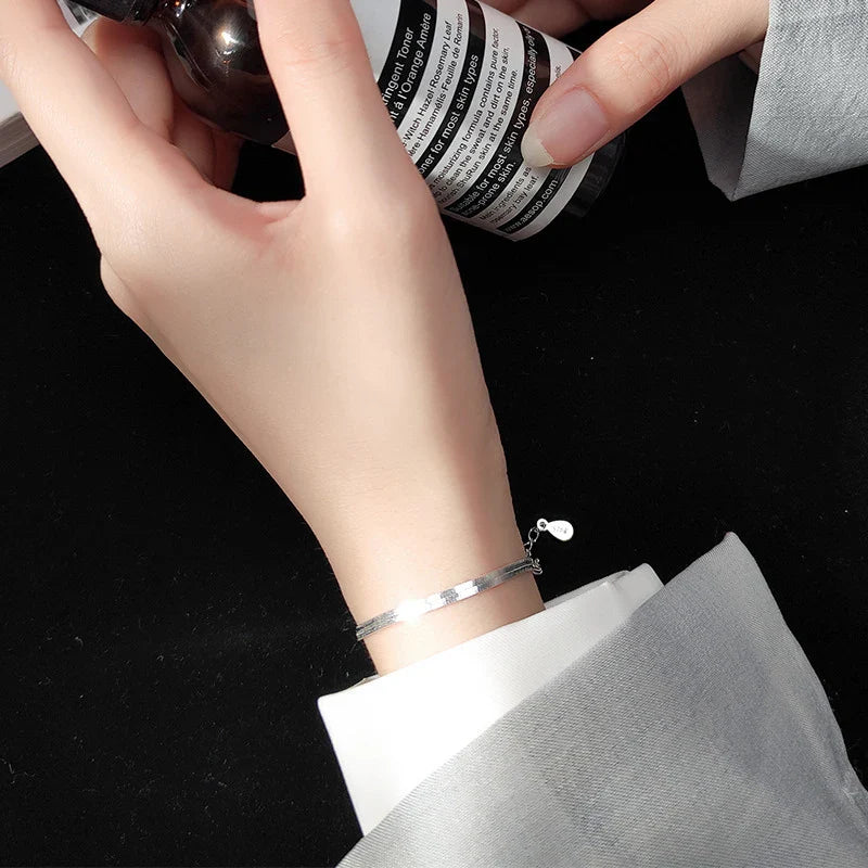 Classic 925 Sterling Silver Charm Braceket or Anklet for Women Adjustable Snake Bone Chain Fine Jewelry 2020 Design
