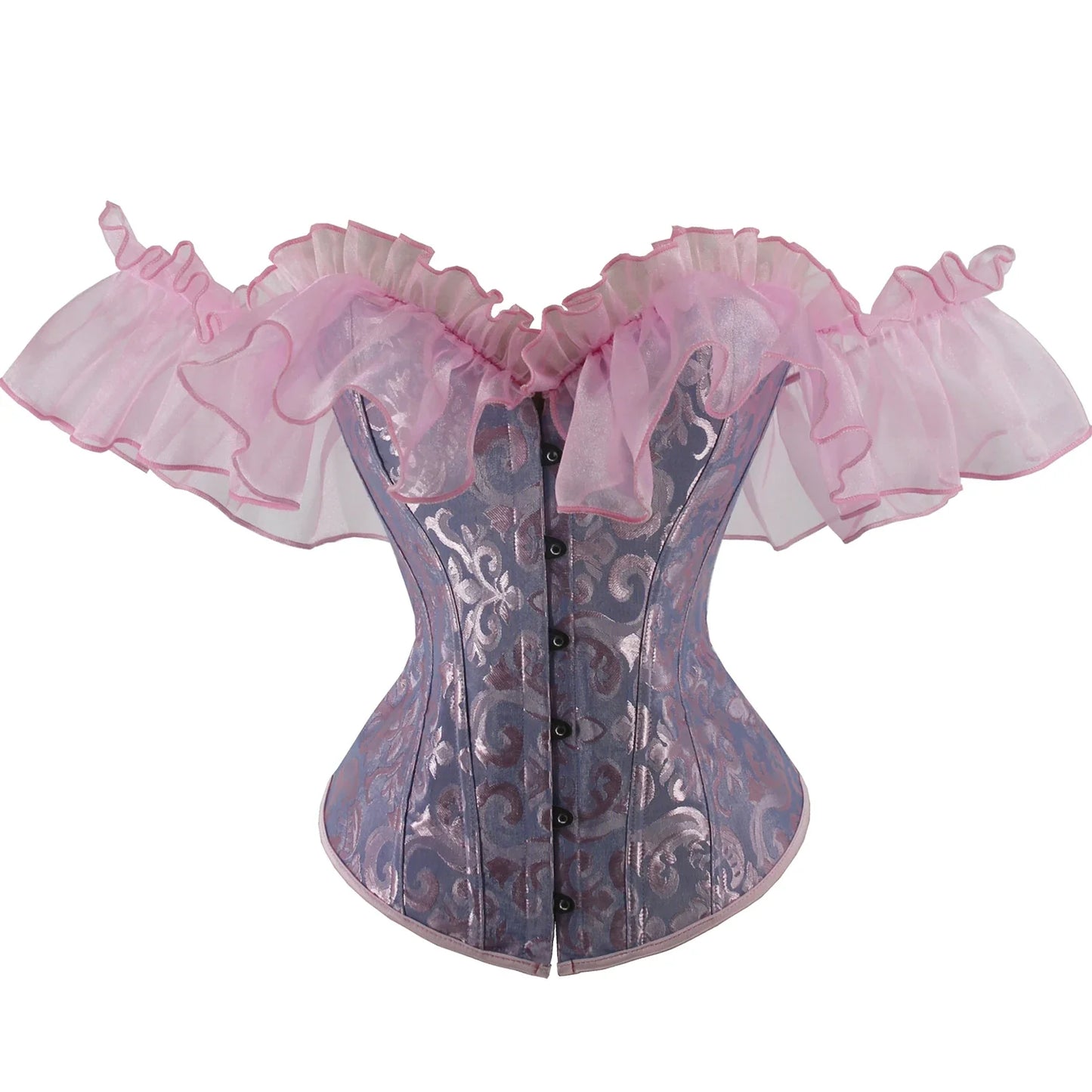 Off Shoulder Corset Top Sexy Gothic Corsets and Bustiers Overbust Corset Slimming Waist Trainer Ruffles Short Sleeve Women Top