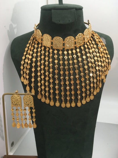 Trendy Fashion2PCS Luxury Waterdrop Indian Jewelry Sets For Women Wedding Party Indian Dubai Bridal jewelry Set