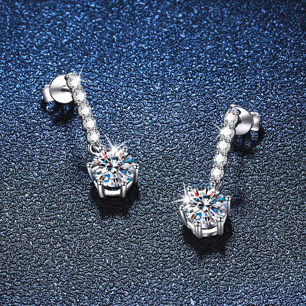 1ct D Color Moissanite Earrings for Women Sparkling Diamond Fine Jewelry with GRA 925 Sterling Sliver Plated 18k Earrin