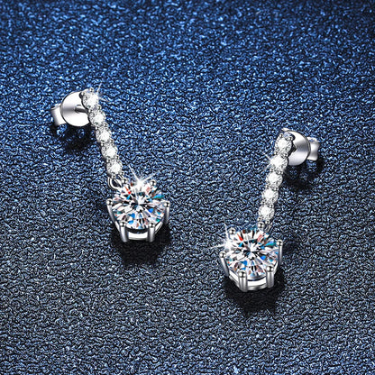 1ct D Color Moissanite Earrings for Women Sparkling Diamond Fine Jewelry with GRA 925 Sterling Sliver Plated 18k Earrin