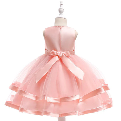 Summer Beading Girl Party Dress Christmas Costume Gala Bow Wedding Birthday Princess Dresses for Girls Baptism Prom Gown Vestido