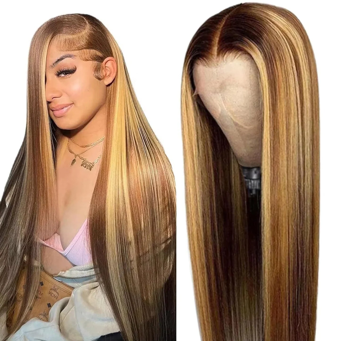 250% Highlight Deep Wave 13x6 Hd Lace Frontal Wig Human Hair Pre Plucked 30 40 Inch Brown Ombre Curly Water Wave human hair wigs
