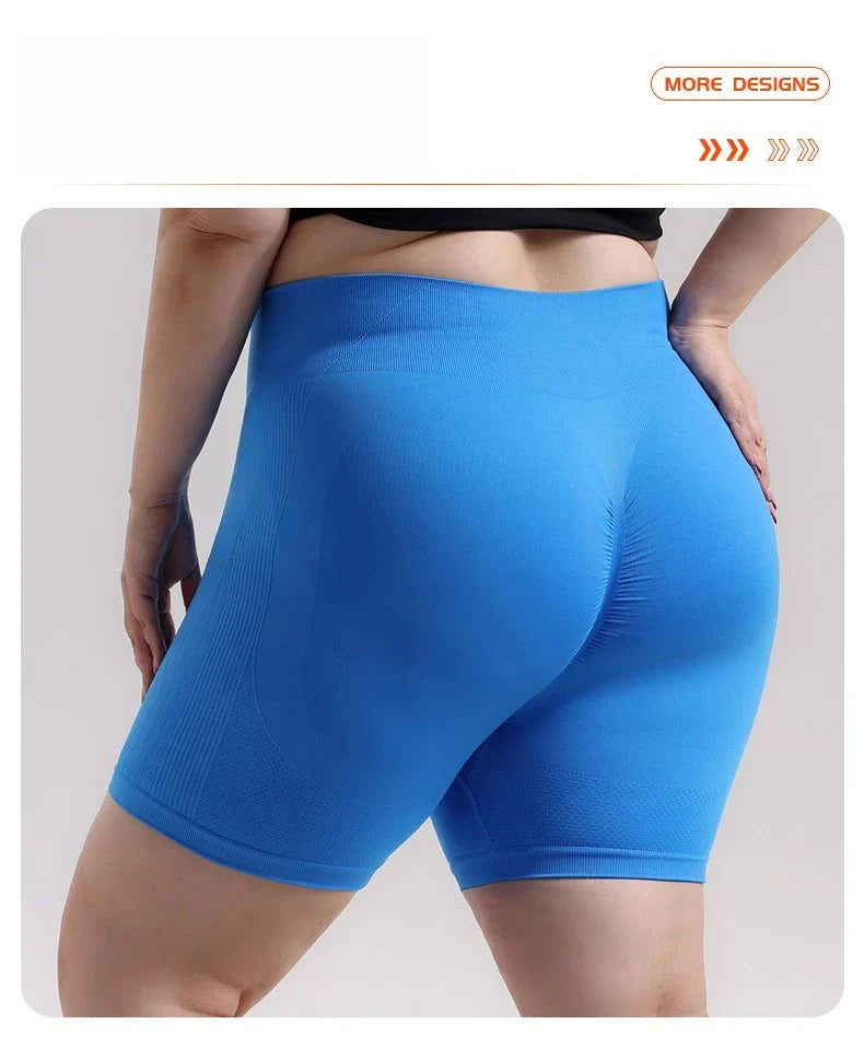 Plus Size Sports Shorts Women Seamless Skinny Shorts Outdoor Running Sexy Hip Liftting High Elastic Yoga Shorts Summer