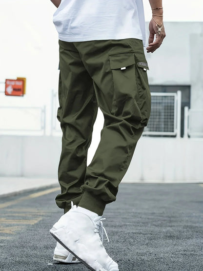 Plus Size Spring Summer Men Casual Cargo Pants Pockets Black Loose Out Door Elasticity Sports Oversize Pants 46 48 50 52