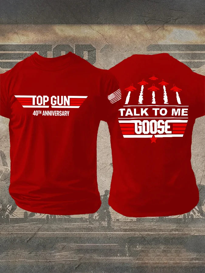 Men's Retro Aviation Quote Graphic T-shirt  Casual Crew Neck  Tee with American Flag Sleeve Black White Red Green