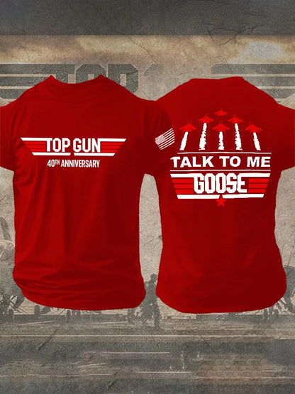 Men's Retro Aviation Quote Graphic T-shirt  Casual Crew Neck  Tee with American Flag Sleeve Black White Red Green