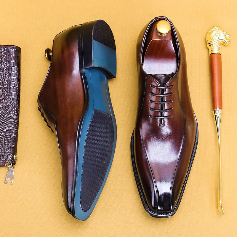Italian Luxury High Quality Elegant Male Natural Genuine Leather Social Shoes Office Career Business Formal Solid Oxfords Shoes