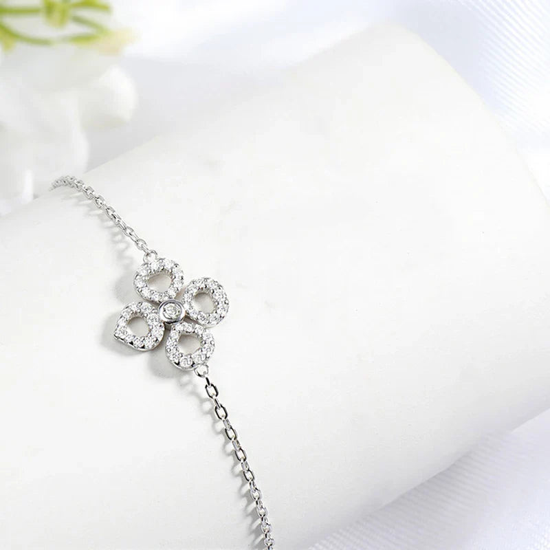 Adjustable Flower Moissanite Bracelets for Women Certified Sparkling 18k Plated Ear Jewelry 100% 925 Sterling Silver
