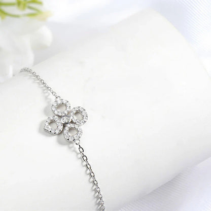 Adjustable Flower Moissanite Bracelets for Women Certified Sparkling 18k Plated Ear Jewelry 100% 925 Sterling Silver