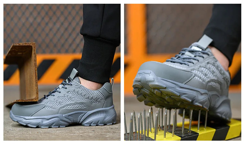 Summer Work Shoes with protection breathable Lightweight ShoesSteel Toe Shoes Men  Anti-smashing Industrial Safety Shoes