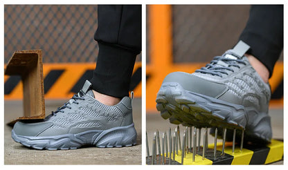 Summer Work Shoes with protection breathable Lightweight ShoesSteel Toe Shoes Men  Anti-smashing Industrial Safety Shoes