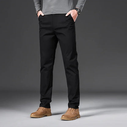 97% Cotton Classic Men's Casual Pants New Soft Cozy Elasticity Straight Business Trousers Fashion Branded Clothing Size 28-38