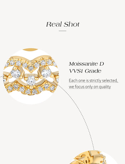 New Moissanite Lace Ring Light Luxury Silver 925 Stackable Rings for Women High Quality Wedding Party Jewelry Gift