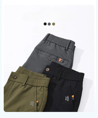 Men's Business Slim Pants Spring Thin Fashion Pocket Casual Trousers Comfortable Letter Labeling Pants Male Clothes
