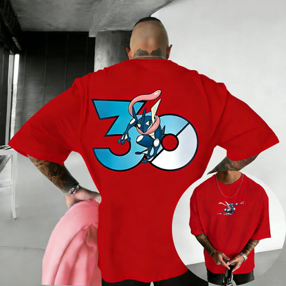 30th Anniversary Greninja Printed T-shirt Summer New Men's and Women's Loose Casual Hip Hop Trendy Short Sleeve Top