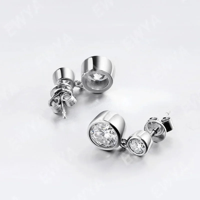 Real 0.3/0.5 Carat Round Moissanite Diamond Stud Earrings for Women S925 Sterling Silver Earring Wedding Party Fine Jewelry