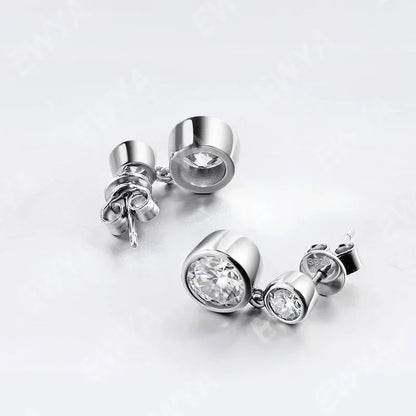 Real 0.3/0.5 Carat Round Moissanite Diamond Stud Earrings for Women S925 Sterling Silver Earring Wedding Party Fine Jewelry