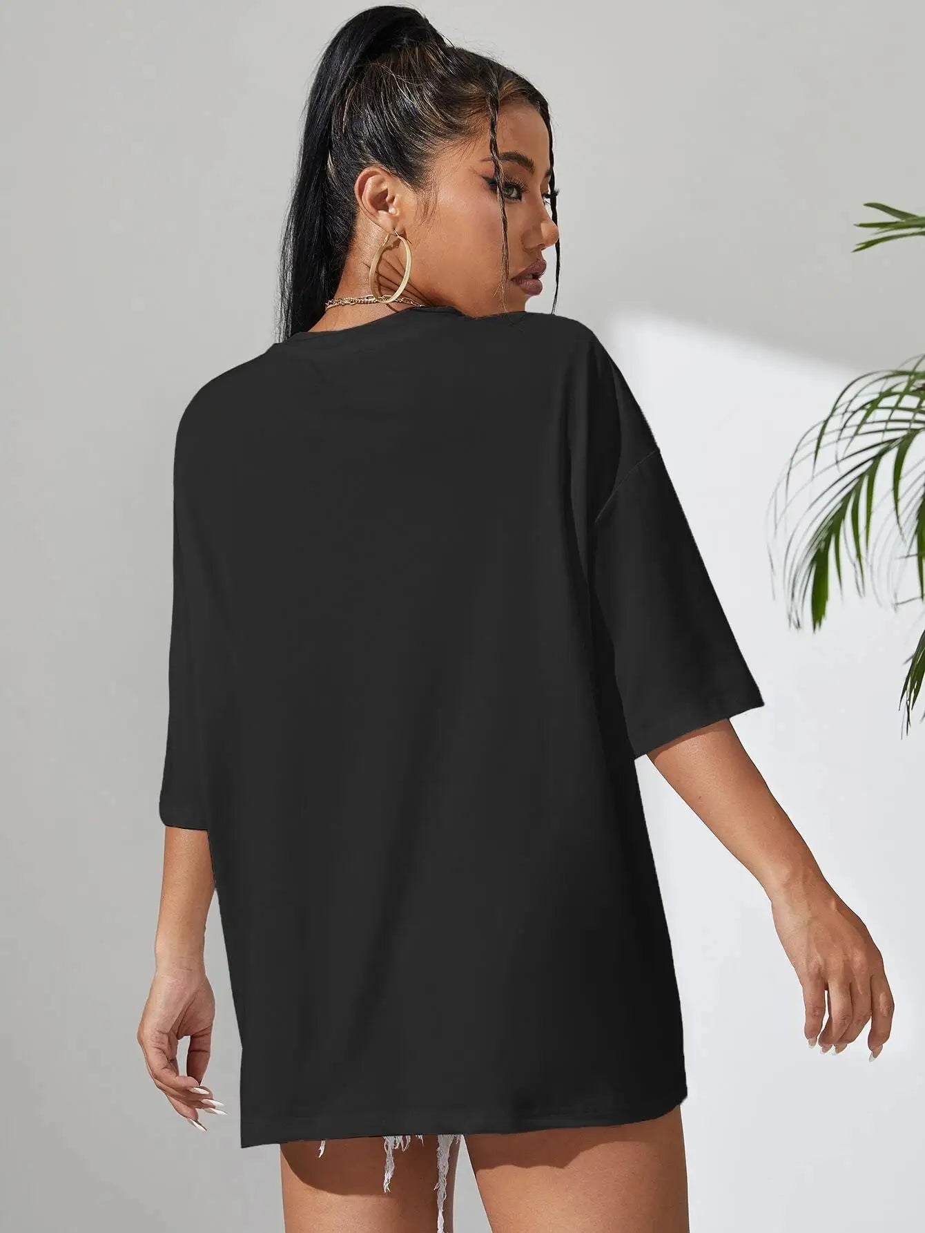 Camiseta Feminina de Manga Curta Cor Sólida para Fitness, Algodão Macio, Respirável, Roupas Confortáveis, Básica, Versátil, Solta