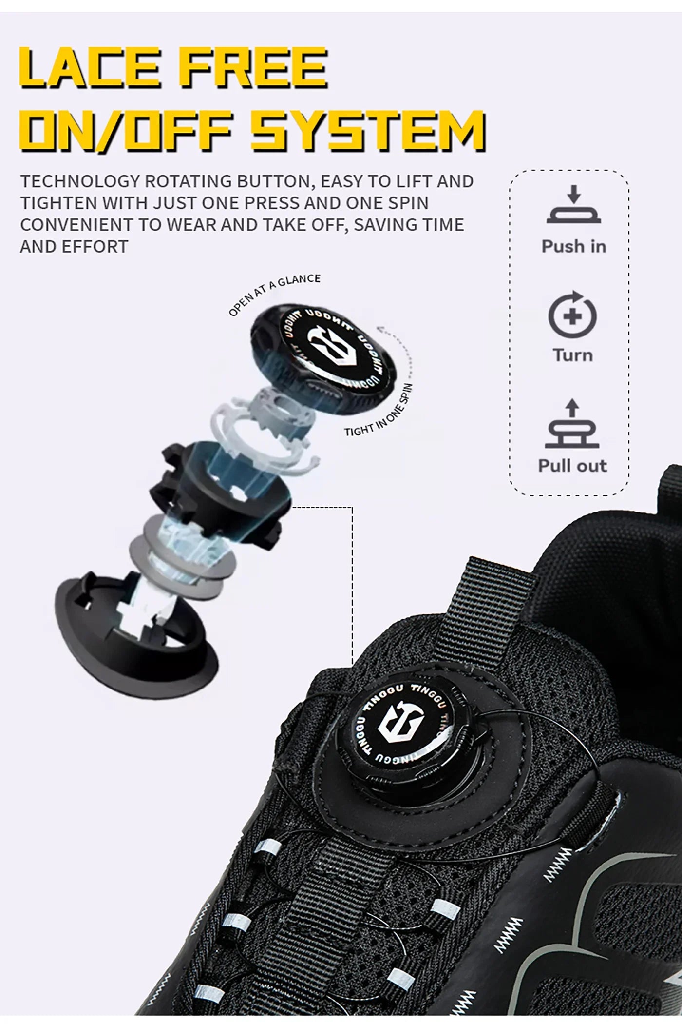 NEW Rotary Buckle Security Boots for Men WorkSneakers Women Boots Breathable Steel Toe ShoesSafety Puncture-Proof Men Boots