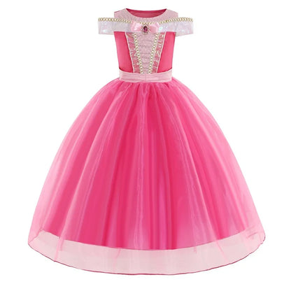 3 4 5 6 7 8 Yrs Sleeping Beauty Carnival Dress up Girls Aurora Cosplay Halloween Apparel Princess Toddler Christmas Ball Gown