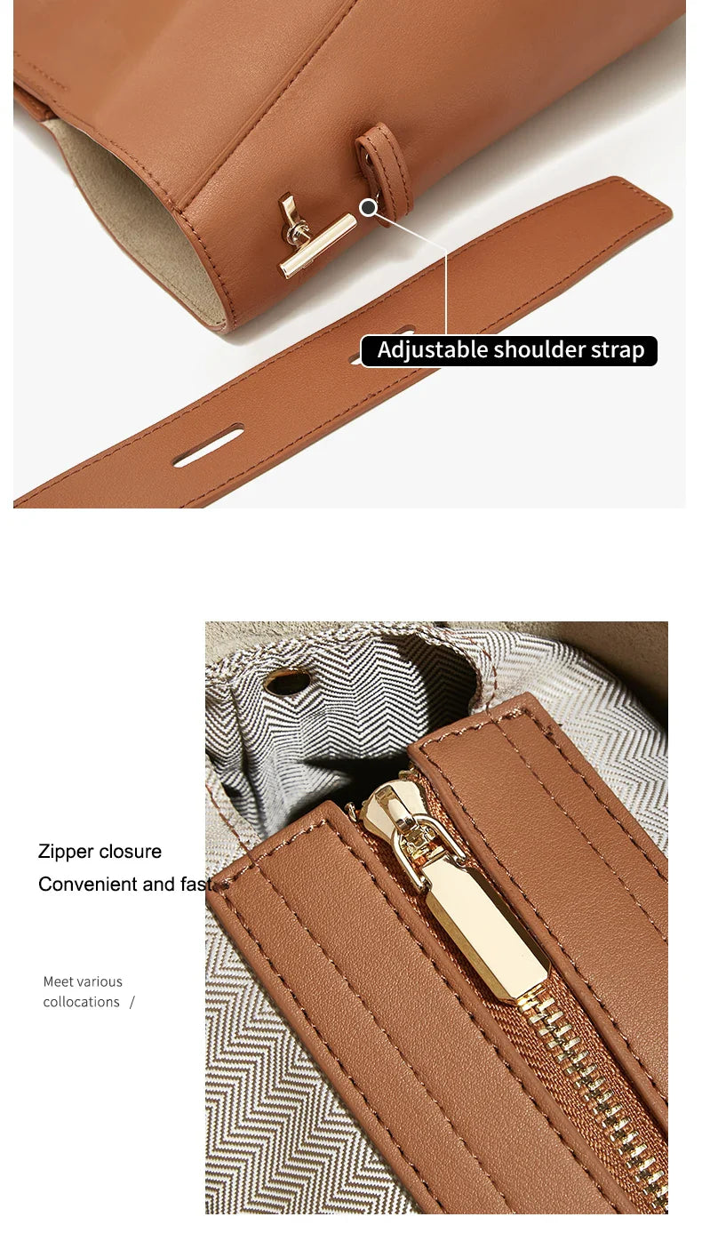 Lady Women Hobo Bucket Bag Split Leather Fashion Shoulder Bags Large Capacity Handbag Wide Adjustable Strap Female Bags