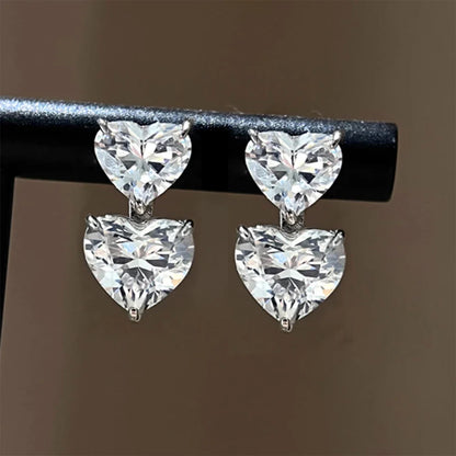 Double Heart Cut Moissanite Diamond Drop Earrings with Gra Certificates 925 Sterling Silver Stud Earring for Women Fine Jewelry