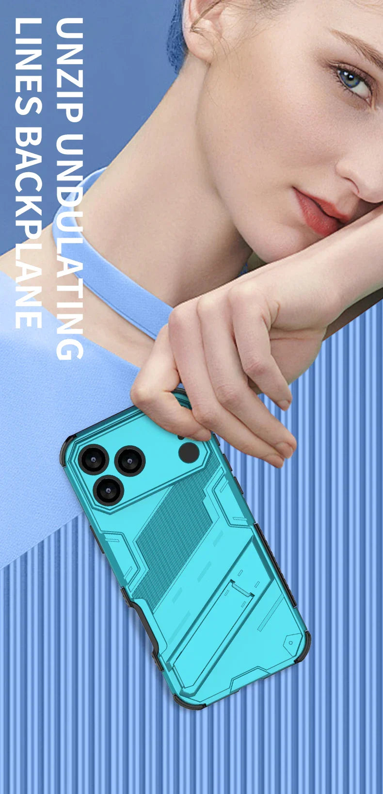 Solid Armor Cyber Shockproof Phone Case For iPhone 17 Pro Max 17 AIR With Stand Holder Cover Protective Shell