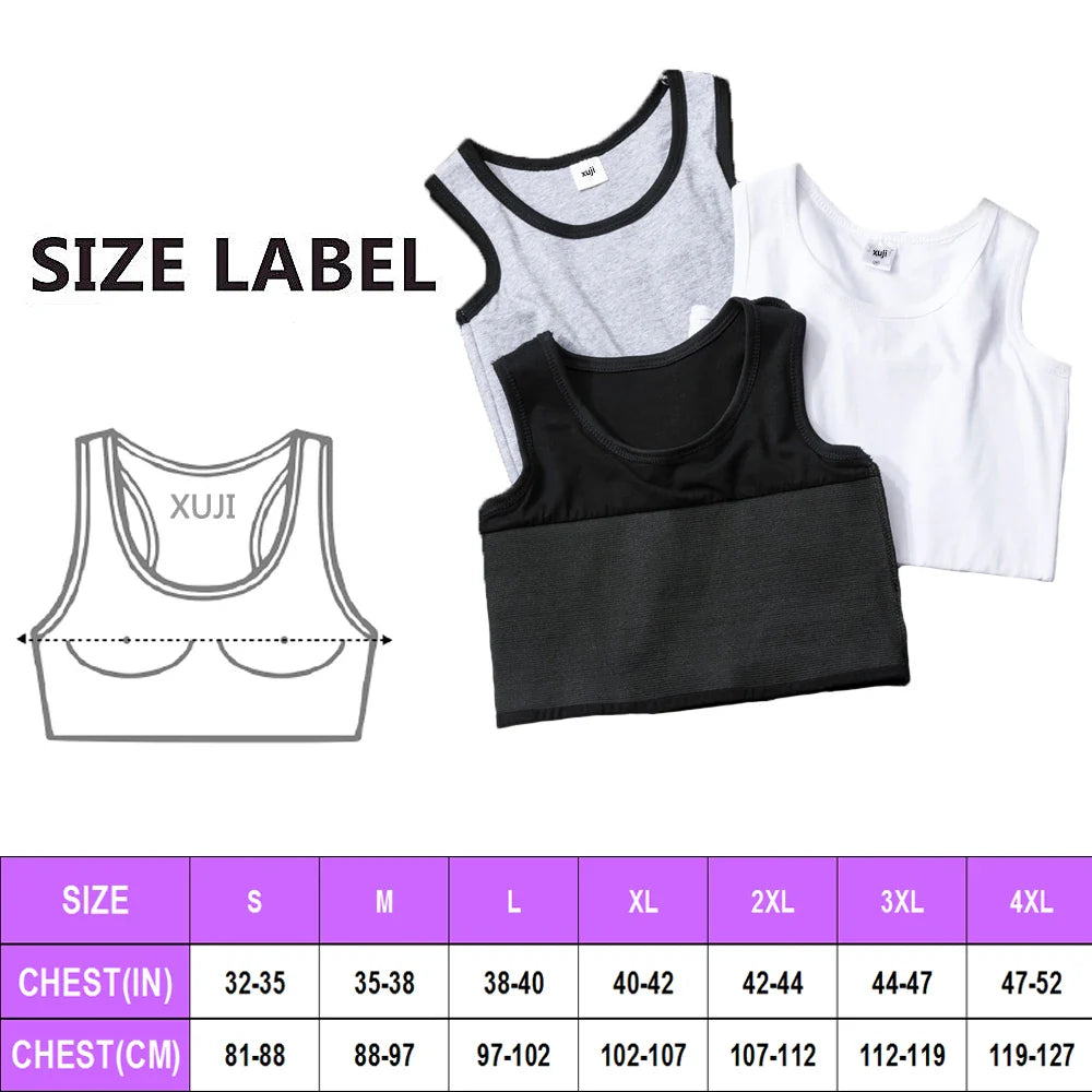 Women Tomboy Trans Elastic Chest Binder Breathable Cotton Slim Fit Tank Top