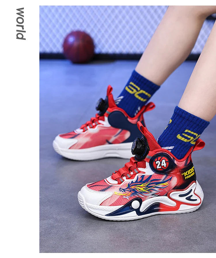 Luxury Boy Sneaker 2025 New Fashion Outdoor Kids Basketball Shoes Soft Sole School Children Sports Shoes for Boy 4 To 12 Years