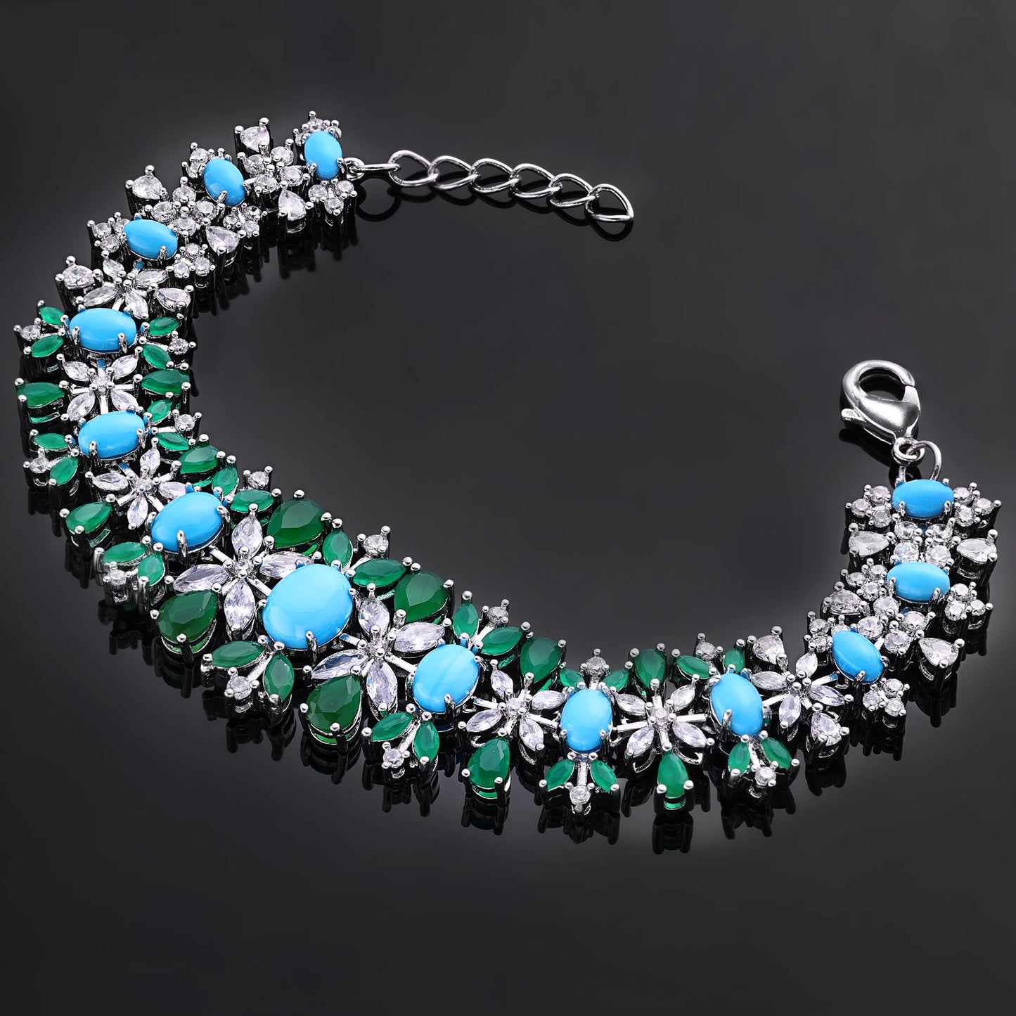 2023 New Fashion 4-Piece Turquoise Dubai Women's Wedding Jewelry Set Nigeria Africa Necklace Earring Set