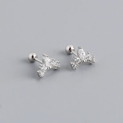 925 Sterling Silver Fashion Korean Petal Screw Bead Stud Earrings for Women Charm Ear Bone Piercing Jewelry Accessories